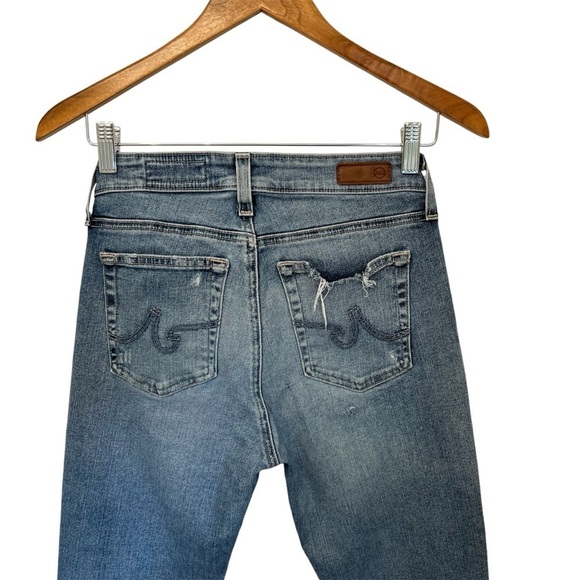 AG Adriano Goldschmied Mari Crop High Rise Slim Straight Raw Hem Destroyed 26 - Picture 5 of 7